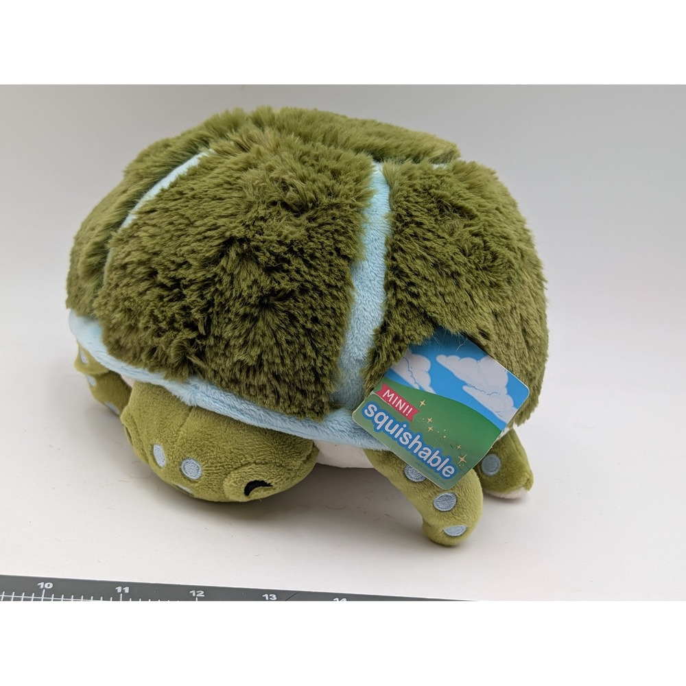 Squishable Mini Sea Turtle Green Blue Round Shaggy Plush Toy